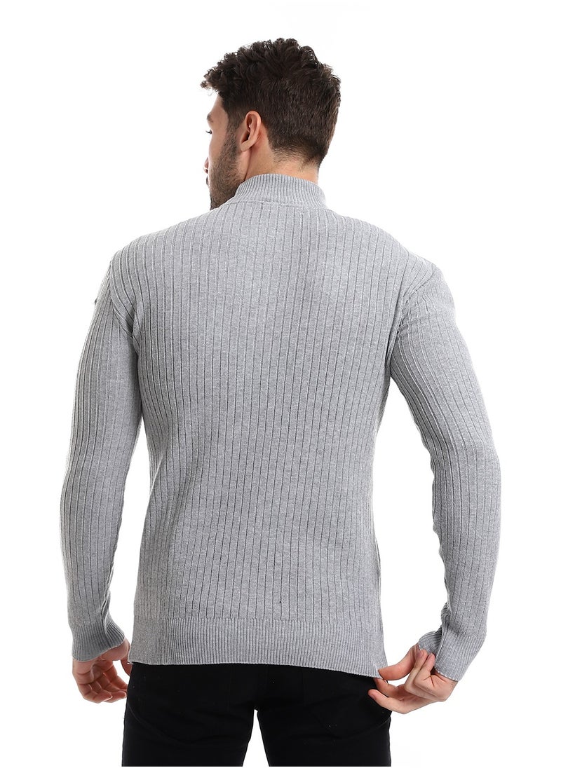 Caesar - Mens Ripped Wool Pullover With High Neck - Image 1