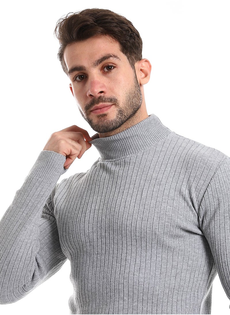 Caesar - Mens Ripped Wool Pullover With High Neck - Image 1