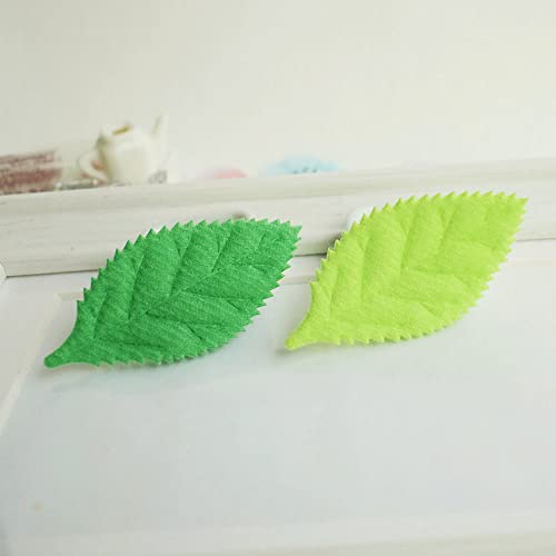 YYCRAFT Pack of 90 Padded 2-Faced Felt Velvet Leaf Appliques/Craft Green - Image 2