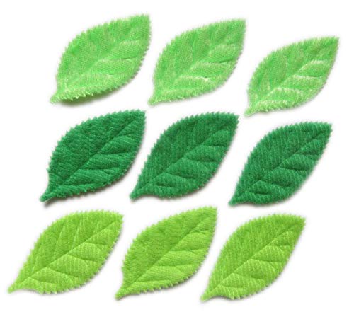 YYCRAFT Pack of 90 Padded 2-Faced Felt Velvet Leaf Appliques/Craft Green - Image 1