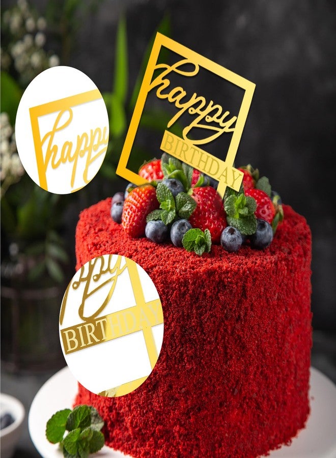 Gabrella 8 Pack Acrylic Gold Happy Birthday Cake Toppers, Glitter Letters Cupcake Toppers Cake Decorating Supplies, Reusable Happy Birthday Sign for Birthdays Party, Anniversaries - Image 3