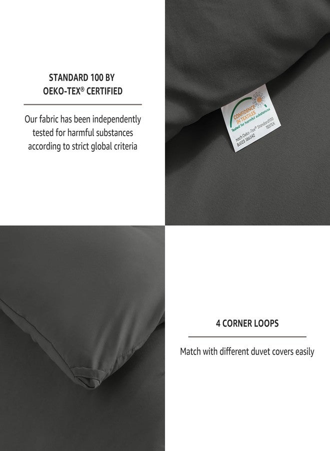 CozyLux طقم لحاف كوزي لوكس للملكة رمادي داكن، 3 قطع، أغطية سرير مصنوعة من الألياف الدقيقة الفاخرة بديل الريش لجميع الفصول (1 لحاف و 2 غطاء وسادة) - Image 4