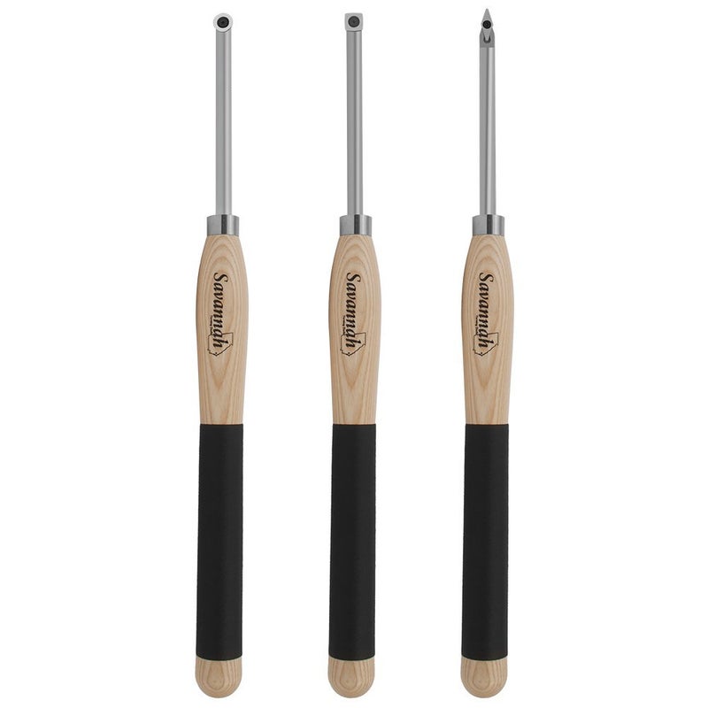 Savannah Carbide Turning Tool Large Size (3 Piece Set - All 3 Turning Tools) Includes Diamond Shape, Round and Square Turning Tools With Comfort Grip Handles - Image 1