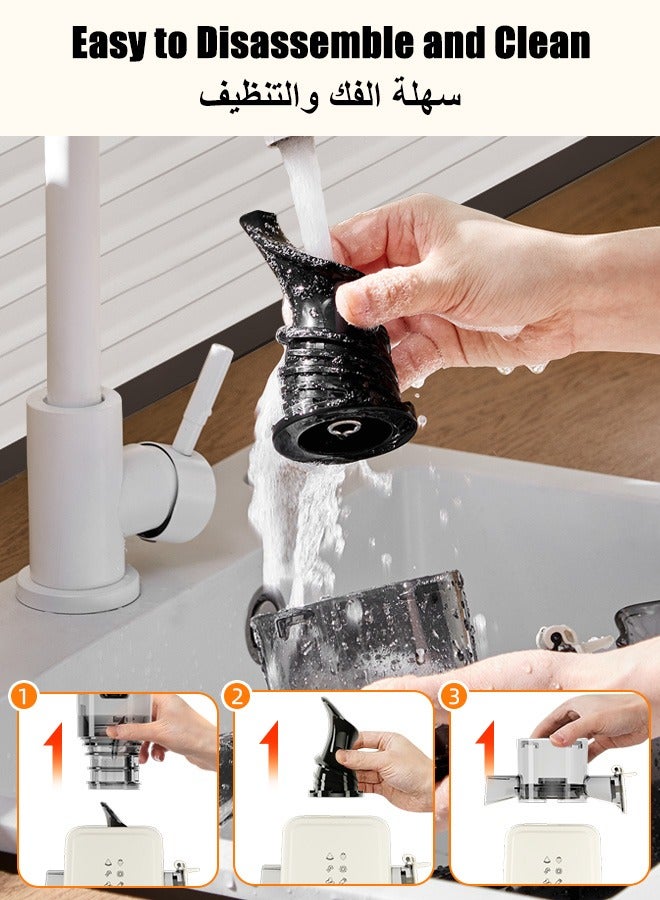  كاو عصارة KAWU الباردة، مضغ بطيء مع فتحة تغذية كبيرة جدًا مقاس 3.5 بوصة للفواكه والخضروات الكاملة، سهلة التنظيف، سهلة العصر، إنتاج عصير عالي، وظيفة عكسية، لون أبيض - Image 4