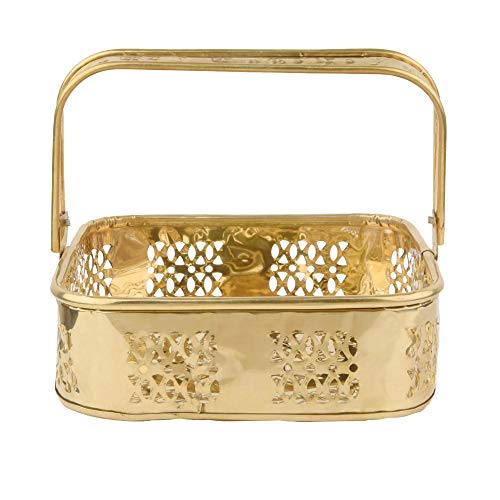 DreamKraft Brass Pooja Flower Basket (7.6x2.36x7.6 IN, Gold) - Image 5