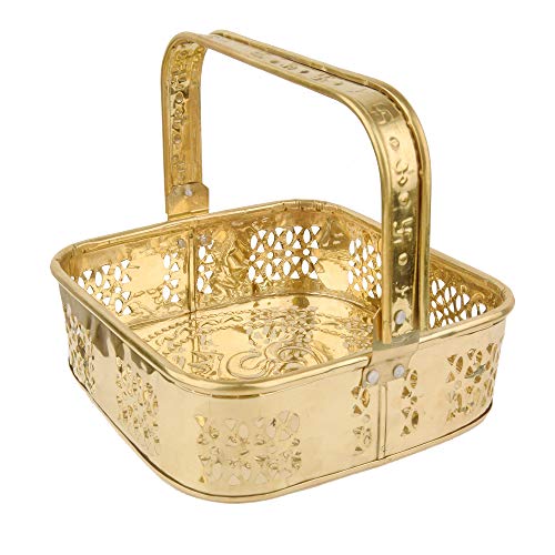 DreamKraft Brass Pooja Flower Basket (7.6x2.36x7.6 IN, Gold) - Image 3