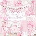 Kriyokiaa Girls Just Wanna Be One birthday Decorations for Girl Coquette First Birthday Decorations with Balloons Arch Highchair Banner Bow Theme Backdrop Photo Banner Cake Topper - Image 2
