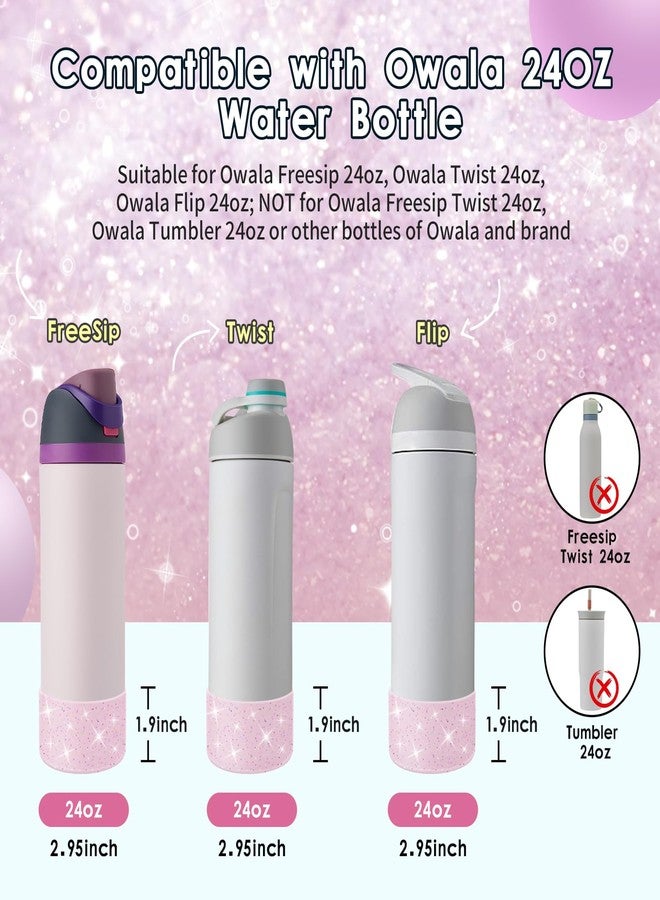 BKBY Protective Glitter Silicone Boot Compatible with Owala 24oz 32oz 40oz, Bling Cup Sleeve Bottom Bumper Cover Compatible with Owala FreeSip, Twist, or Flip Stainless Steel Water Bottles - Image 2
