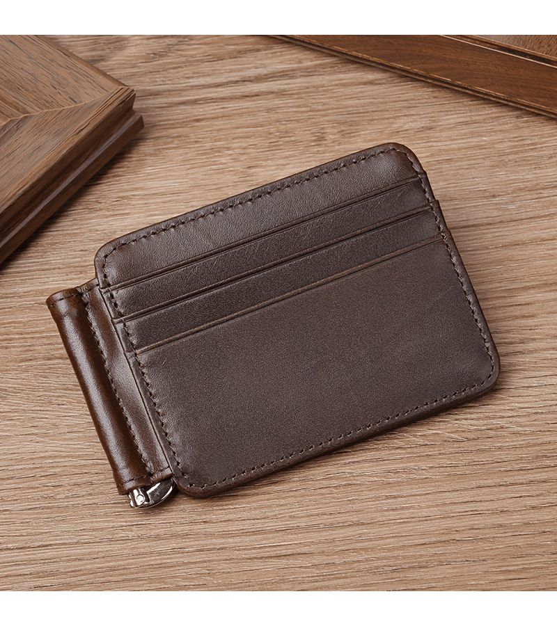 Men Genuine Leather Wallet Money Clip Multi Slot Card Holder First Layer Cowhide Retro Coffee - Image 5