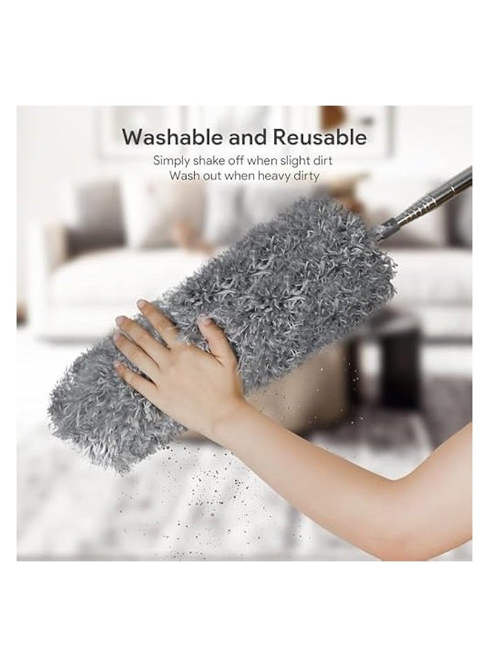erorex Microfiber Feather Duster Kit (7 PCS), Retractable Microfiber Gap Dust Cleaner with Extension Pole 30'' to 100'', Bendable Washable Dusters for Cleaning High Ceiling Fan, Furniture, Blinds - Image 4