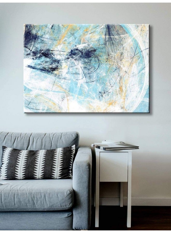 999STORE لوحة جدارية مؤطرة خشبية كبيرة الحجم من 999STORE للديكور المنزلي الحديث، إطارات زرقاء وبيضاء جميلة (24X36 بوصة قماش مشدود) فل ب ز 231072017061 - Image 1