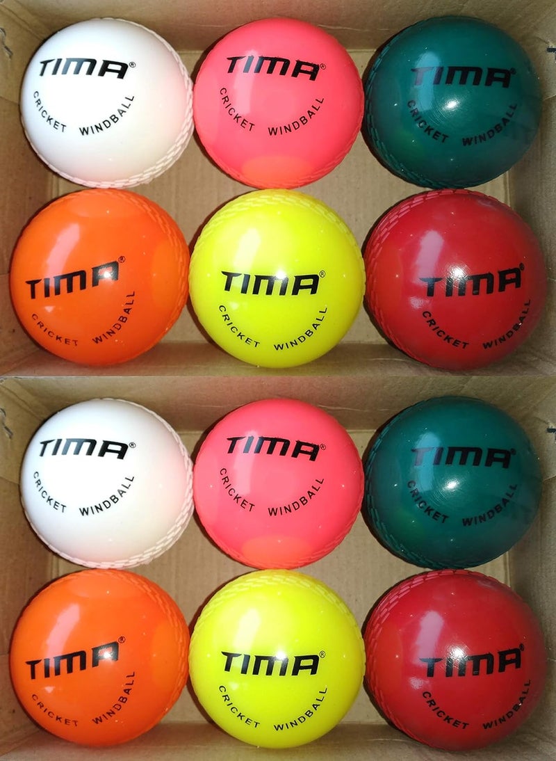 TIMA Wind Cricket Ball - Size: Standard (Pack of 12, Multicolor) - Image 1