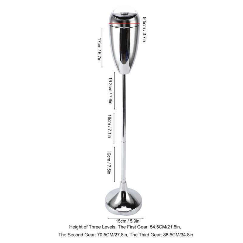 Outdoor Standing Ashtray with Lid Large Capacity Self Cleaning Detachable Adjustable Height Floor Standing Ash Tray for Home Patio Silver - Image 5