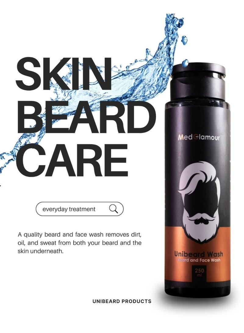 Unibeard oil Unibeard Wash 250ml – Coconut scent - Dual-Action Beard & Face Cleanser | Cleanses, Nourishes & Softens Beard | Hydrates Skin - Image 5