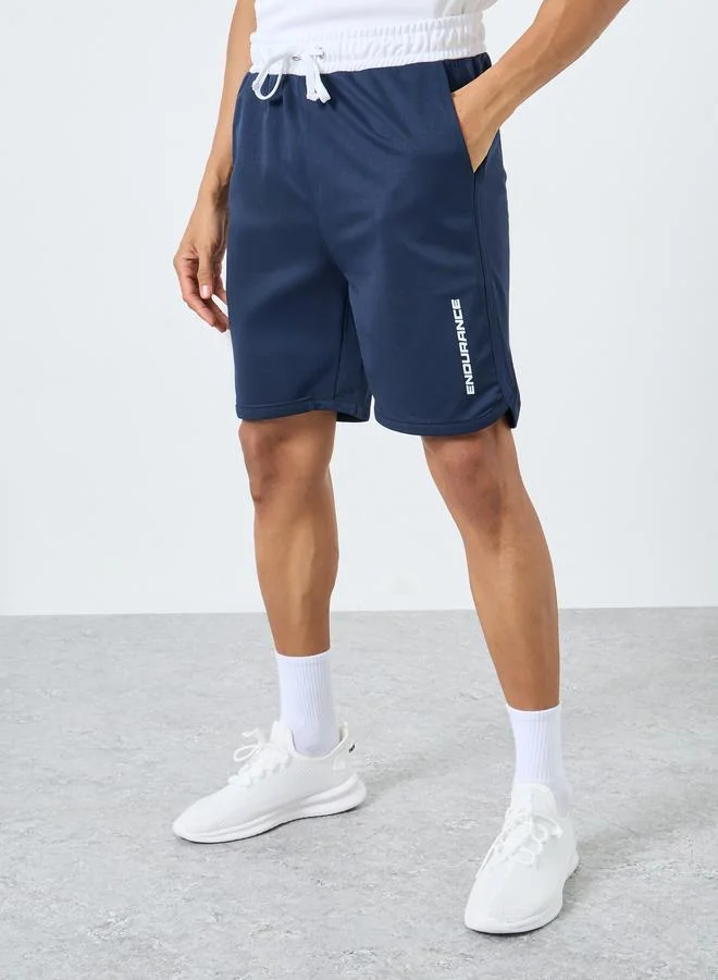Contrast Waistband Workout Shorts