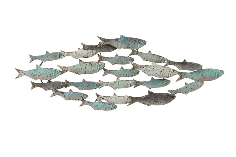 Creative Co-Op Wood School of Fish Wall DÃ©cor, Distressed Turquoise and White - Image 5