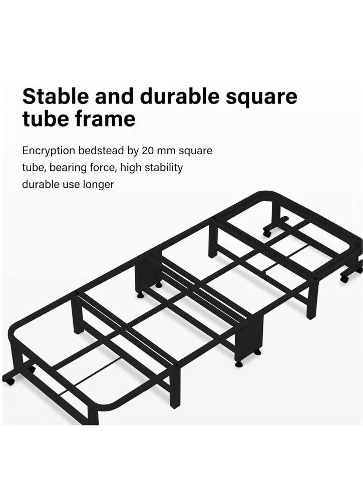 XiuWoo Folding Bed,Folding bed with 8 swivel casters,Four-fold design saves space,Upgraded Comfortable Cotton Linen Black Frame 70*190*27cm - Image 4