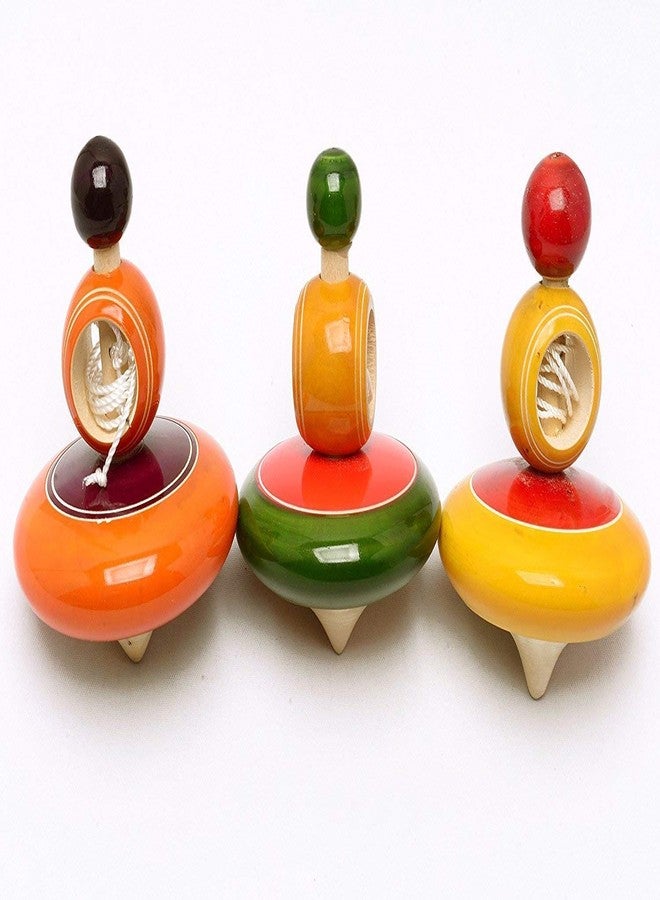 Simple Days Wooden Spinning Tops - Self Winding Pull String Top - Image 2