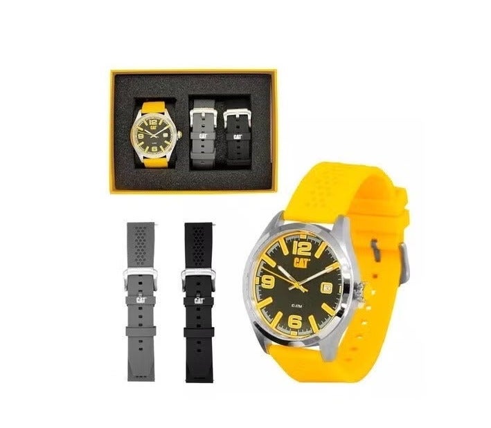 CATERPILLAR CAT Set QA.141.27.137 Yellow Silver Rubber Strap - Image 4
