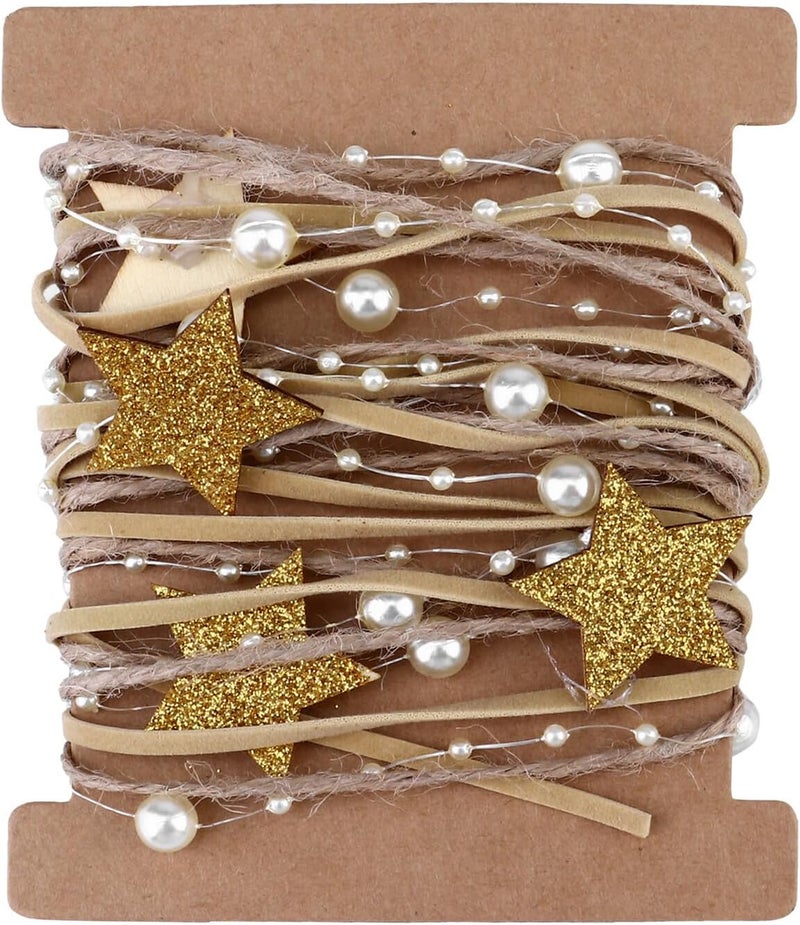 Luxshiny Christmas Wrapping Ribbon 2 Meters Gold Glitter Ribbon for DIY Packaging and Bouquet Decoration Xmas Tree for Holiday Party and Craft Supplies - Image 1
