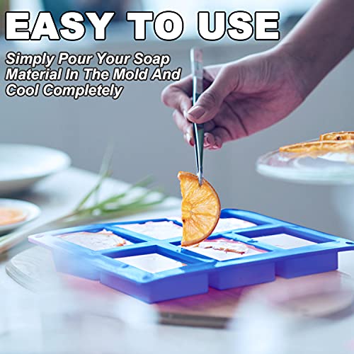 LERYKIN 3 Pack Silicone Soap Molds, 6 Cavities Rectangle Silicone Mold, Great For Homemade Craft Soap Mold, Chocolate, Cake Molds ＆ Ice Cube Tray - Just Pop Out（Pink & Blue & Purple） - Image 4