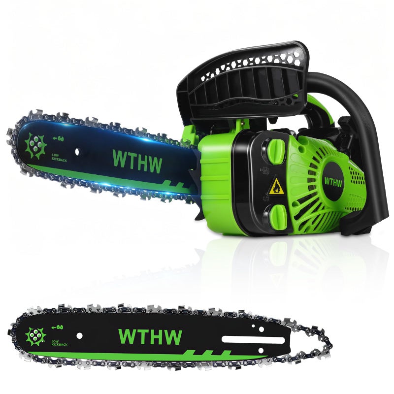 WTHW 25.4CC Top Handle Chainsaw â€“ 12 Inch Gas Powered Arborist Saw for Tree Climbing & Pruning â€“ Lightweight 2-Cycle Engine, Easy Start System & Auto Oiling (26CC â€“ Green) - Image 1