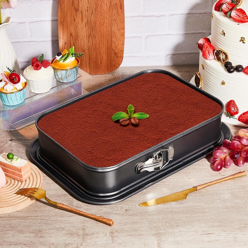 Uiifan 2 Pcs Non Stick Springform Pans Cheesecake Pan Rectangle Springform Pans Square Cake Pan with Removable Bottom for Kitchen Baking Roasting Muffin Bread Cake Brownie Bakeware (13 x 9 x 3 in) - Image 5