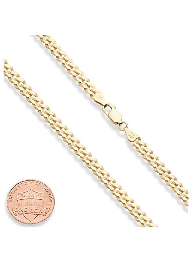 Arabest Solid 18K Gold Over 925 Sterling Silver Italian 5mm Diamond-Cut Cuban Link Curb Chain Necklace for Women Men, Made in Italy - Image 2