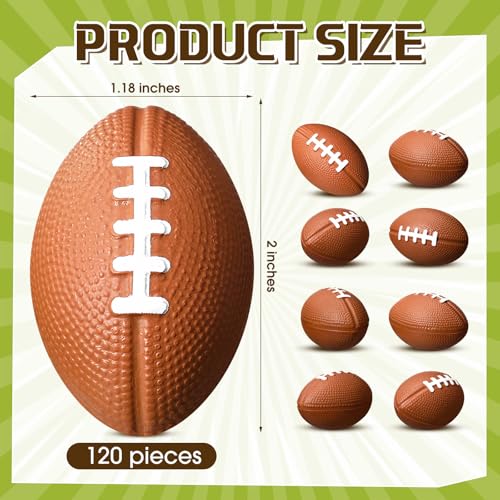 Jerify 120 Packs 2 Inch Mini Football Sports Stress Ball Bulk Mini Foam Football Foam Stress Balls for School Carnival Reward Chrismas Party Bag Gift Fillers - Image 5