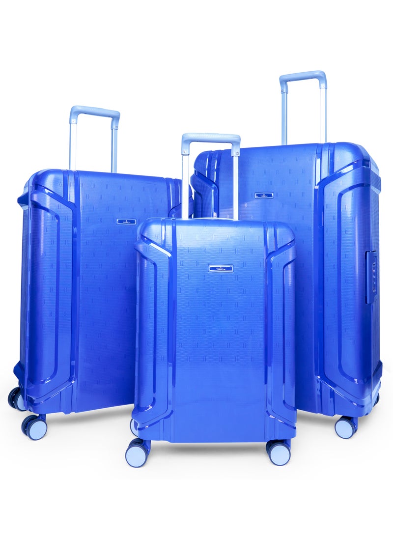 Track مجموعة حقائب السفر الصلبة Track Petrol باللون الأزرق - حقيبة سفر خفيفة الوزن بدون سحاب مصنوعة من بولي بروبيلين متين، قفل جانبي آمن، حقيبة سفر قابلة للتوسيع، حقائب يد وحقائب مسجلة مع مساحة داخلية واسعة. - Image 1