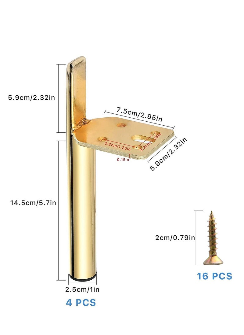 Y&D - Metal Furniture Legs, Modern Coffee Table Home DIY Projects Feet Replacement for Sofa Dresser Couch, Gold 6 Inch Set of 4 - Image 1