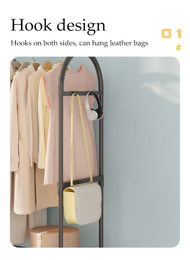 DUNISO 2-in 1 Garment Rack with Wheel and Side Hooks,Clothing Storage  Organizer with Bottom Storage,Multi-Functional Coat Rack Storage for Bedroom Laundry ,Small Place ,Entryway （White） - Image 4