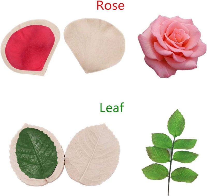 kulepin 6set Gum Paste Flowers Mold,Fondant Silicone Veining Mold,Sugarcraft Flower Making Tools for Peony Rose Lily Daisy Hydrangea Flower and Leaves Fondant Cake Decorating - Image 4