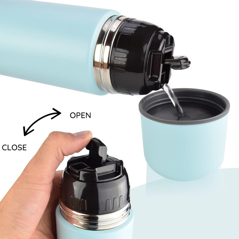 Thermos Flask, Thermos Flask, 1 L, 750 ml, 500 ml, Insulated Stainless Steel Drinking Bottle, 100% Leak-Proof, Double Wall Insulation (Baby Blue, 1000 ml) - Image 3