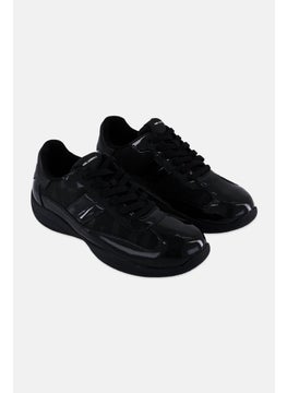 Karl Lagerfeld Men Medium Camo Trim Lace Up Sneakers Shoes, Black  - Image 1