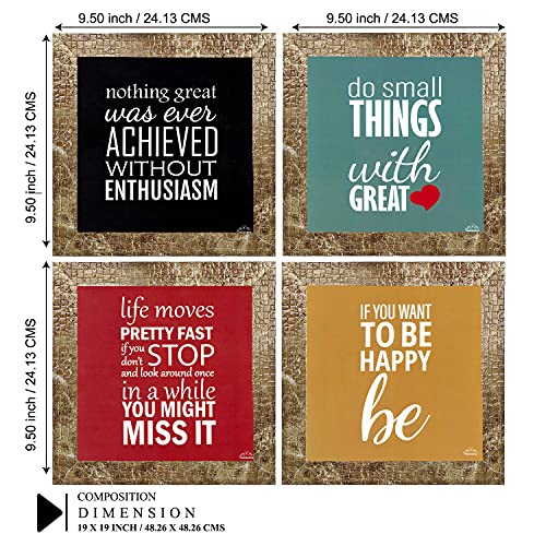 Indianara Set of 4 Motivational Office Decor Framed Wall Hanging Laminated Paintings Matt Art Prints 9.5 inch x 9.5 inch each without Glass (1429MBR) - Image 2