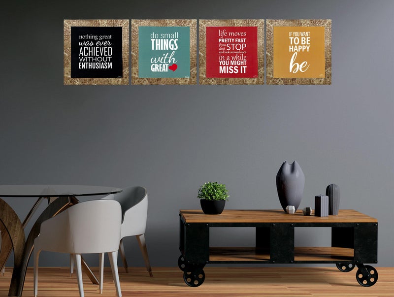 Indianara Set of 4 Motivational Office Decor Framed Wall Hanging Laminated Paintings Matt Art Prints 9.5 inch x 9.5 inch each without Glass (1429MBR) - Image 3