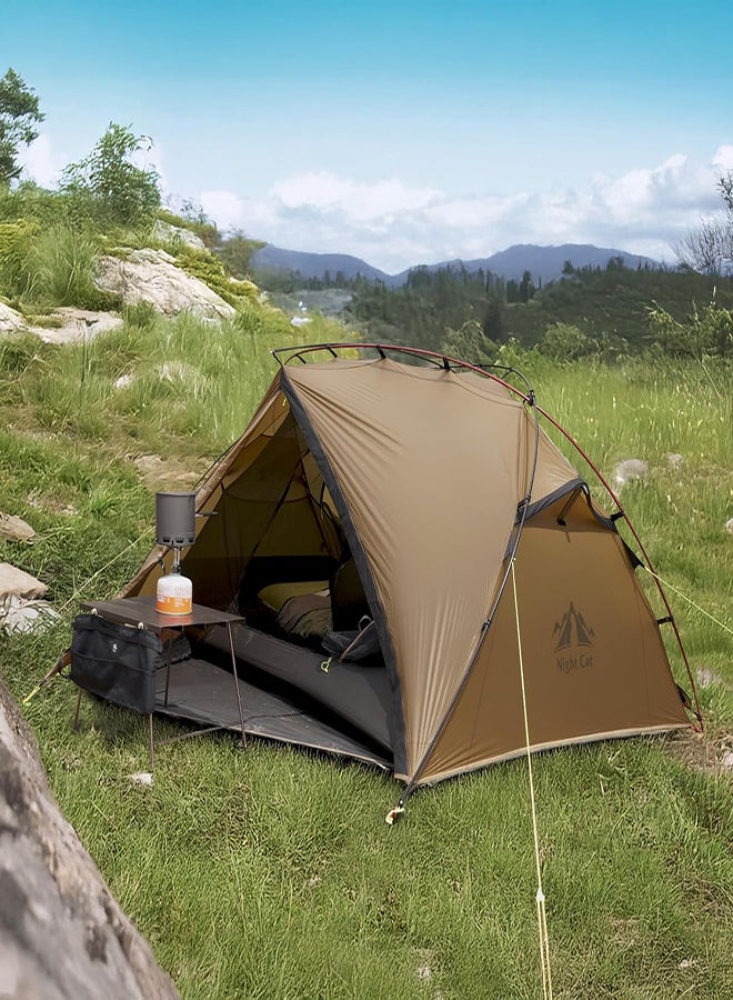 Night Cat خيمة تخييم خفيفة الوزن لشخص واحد - خيمة مقاومة للماء 5000 مم خفيفة الوزن للتنزه، والمشي لمسافات طويلة، والمغامرات الخارجية، كاكي - Image 3