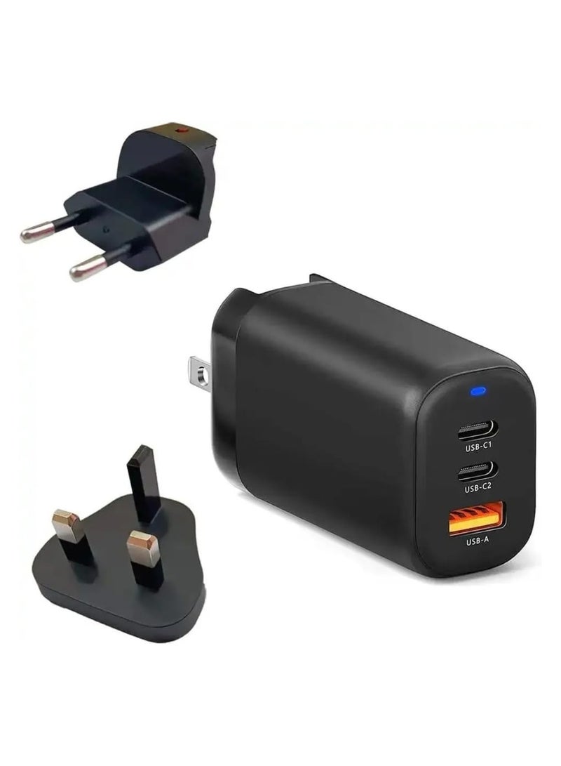 V-Walk 65W GaN Triple Port USB C Charger - Dual USB-C PD (45W+20W) & USB-A 20W Fast Charging Wall Adapter - Compatible with iPhone, Galaxy, Pixel, Samsung, Huawei, iPad, AirPods, Tablets & More  - Image 2