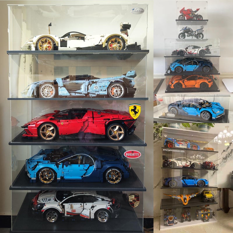 DuvinDD Acrylic Display Case for 1/8 Scale Model Car Large Lego Display Case for 42096 42083 Showcase Countertop Clear Display Box Dustproof Storage Acrylic Box with Black Base(23.6x11.8x7.8inch) - Image 4