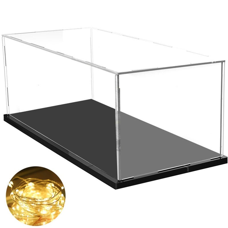 DuvinDD Acrylic Display Case for 1/8 Scale Model Car Large Lego Display Case for 42096 42083 Showcase Countertop Clear Display Box Dustproof Storage Acrylic Box with Black Base(23.6x11.8x7.8inch) - Image 1