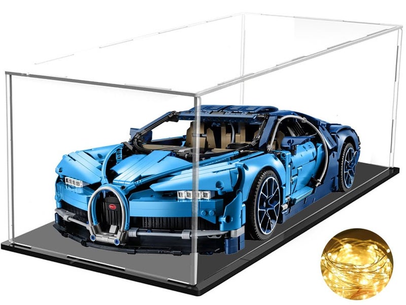 DuvinDD Acrylic Display Case for 1/8 Scale Model Car Large Lego Display Case for 42096 42083 Showcase Countertop Clear Display Box Dustproof Storage Acrylic Box with Black Base(23.6x11.8x7.8inch) - Image 2