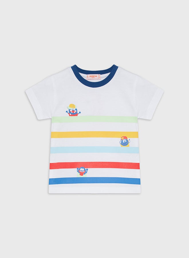 كوكا ملابس أطفال تي شيرت أبيض بأكمام قصيرة مطبوع للأولاد - Image 1