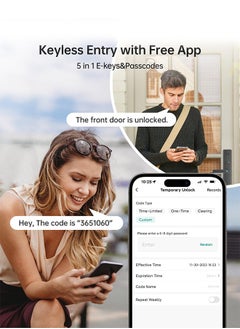 ALINK Smart Lock ,Fingerprint Door Lock ,WiFi Door Lock With 6068 Mortise, Tuya App Control,Color grey, Model S05grey  - Image 4
