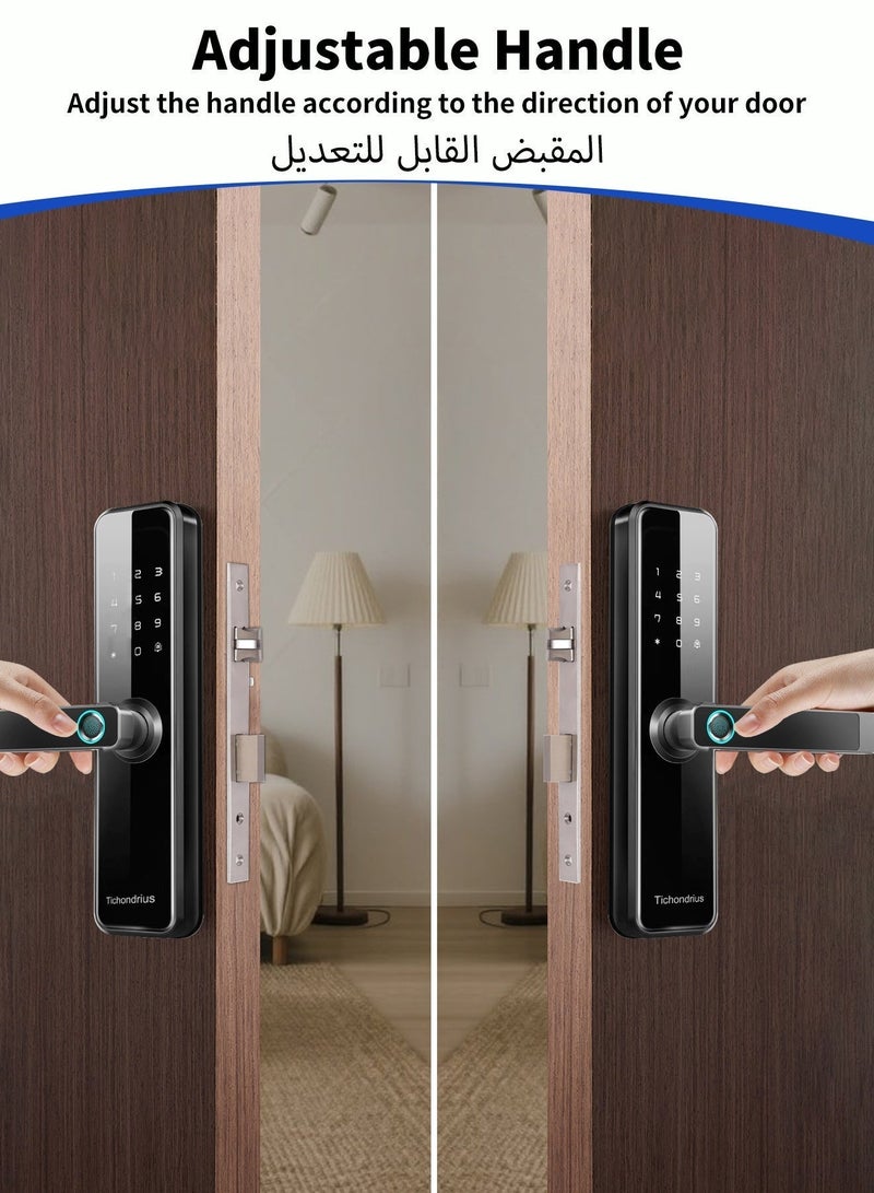 Tichondrius WiFi Smart Door Lock with 4585 Mortise – 5-in-1 Unlocking: Fingerprint, Passcode, 7*Cards, Tuyawifi App, Mechanical Key – Remote Access & Real-Time Monitoring - Image 4