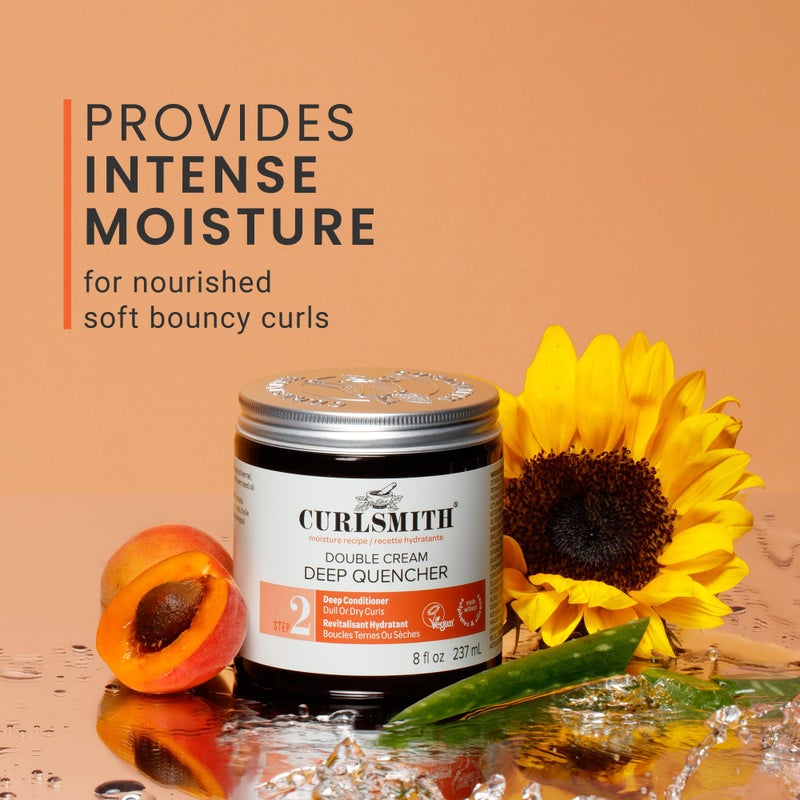 Curlsmith Double Cream Deep Quencher - Deep Conditioning Mask for Curls, Hydrating and Detangling, For All Curl Types, Vegan & Cruelty Free (8 oz) - Image 4