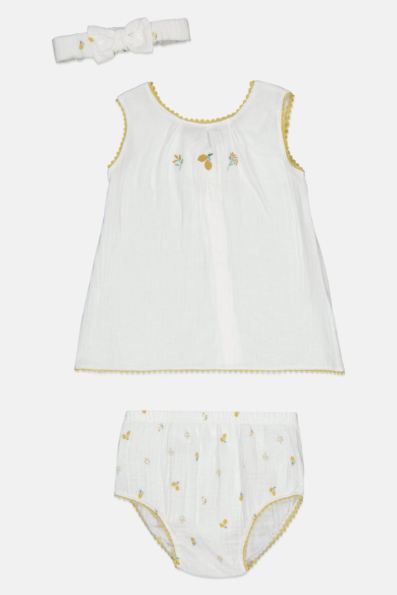 Rock-A-Bye Baby Boutique Toddlers Girl 3 Pieces Embroidered Dress And Panty With Headband Set, Multicolor - Image 1