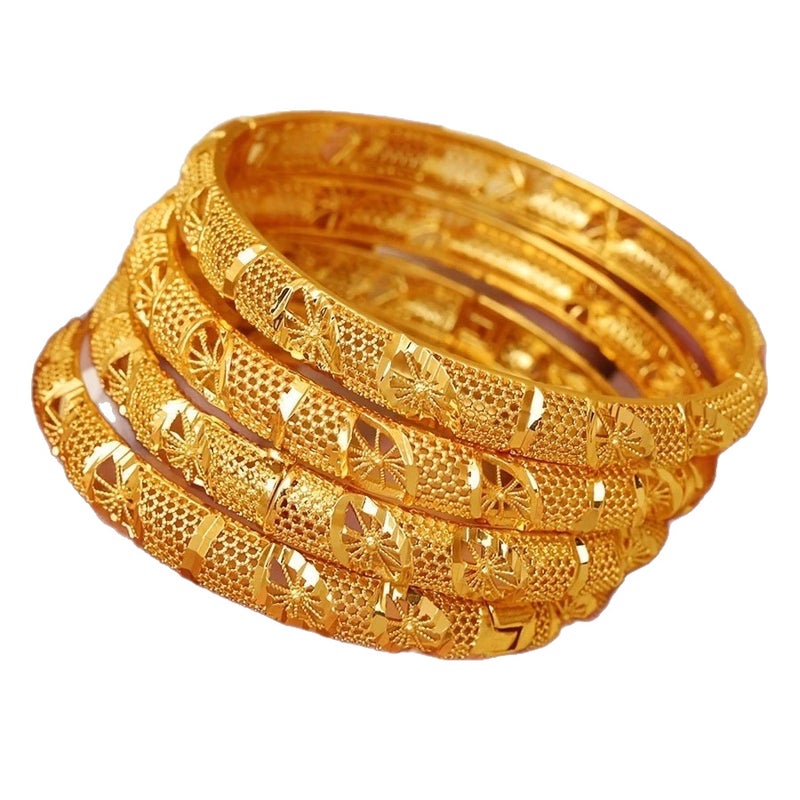 WU 24K Gold Plated Bracelet - Dubai Indian Bridal Luxury Retro Style for Wedding - Image 1