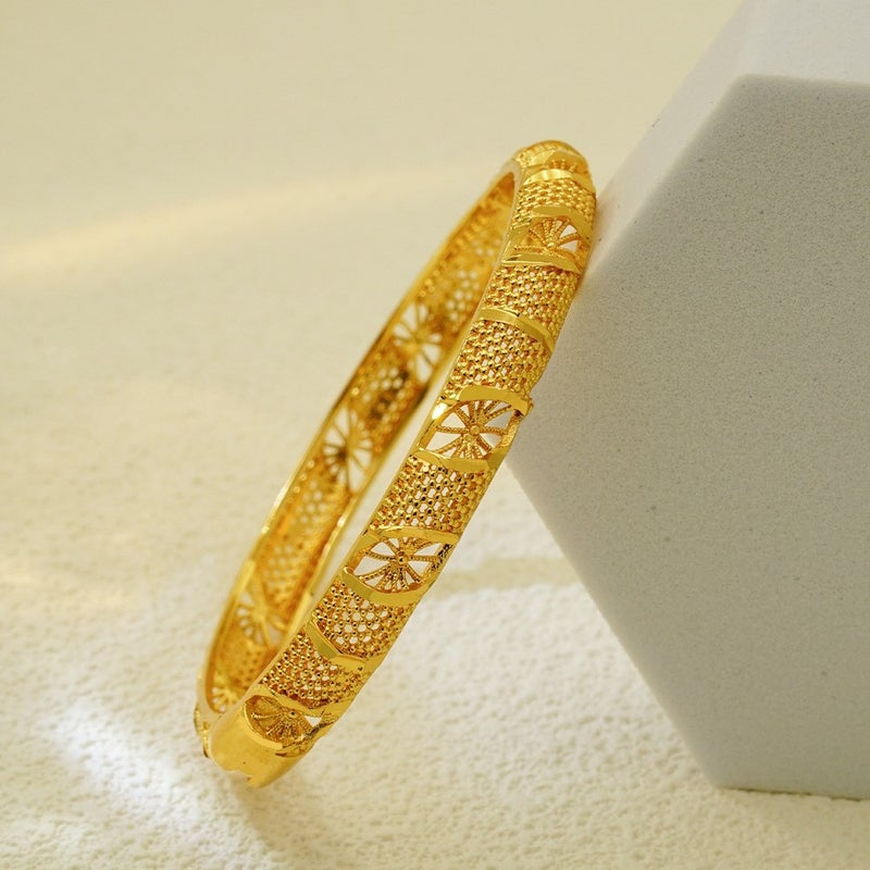 WU 24K Gold Plated Bracelet - Dubai Indian Bridal Luxury Retro Style for Wedding - Image 2