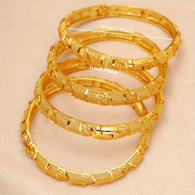 WU 24K Gold Plated Bracelet - Dubai Indian Bridal Luxury Retro Style for Wedding - Image 4